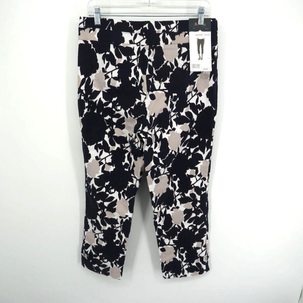 Rafaella Womens  Stretch Capri Pants Size 12 Blue Gray White Comfort Fit NWT $58